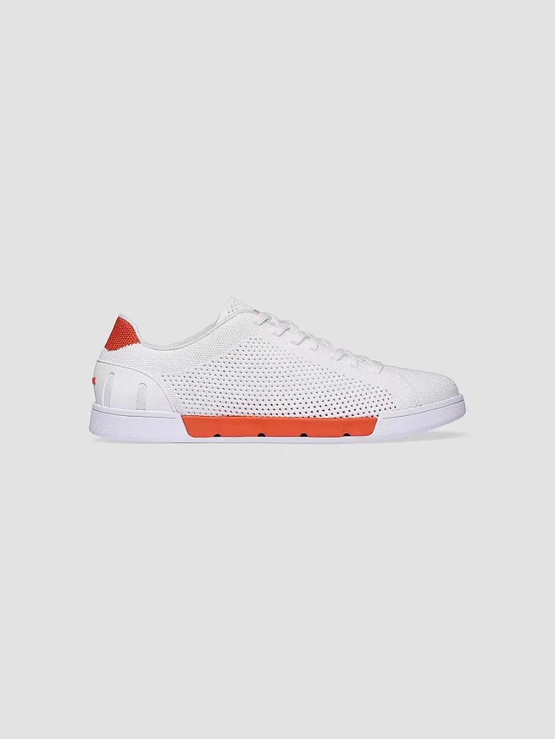 Swims Men's Breeze Tennis Knit Low-Top Sneakers - White Swim Orange - Size 10