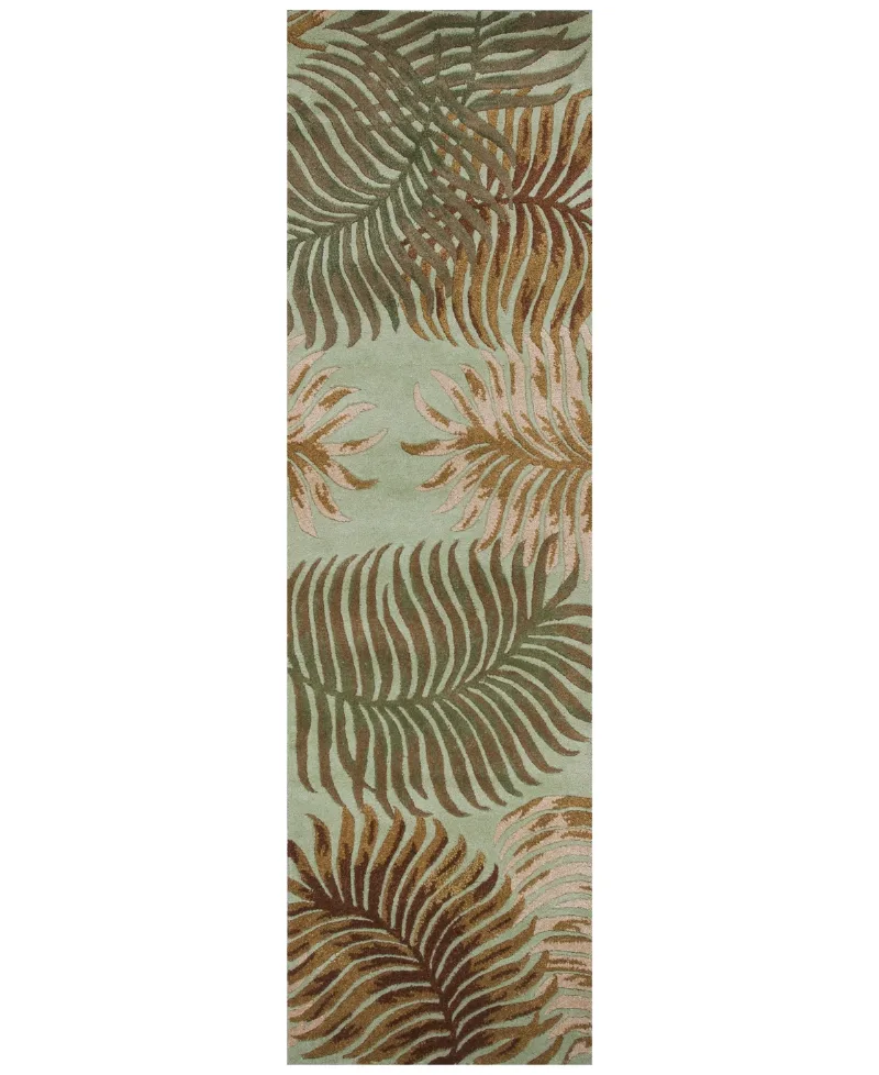 Kas Havana Fern View 2'3" x 8' Runner Area Rug - 2612 Aqua