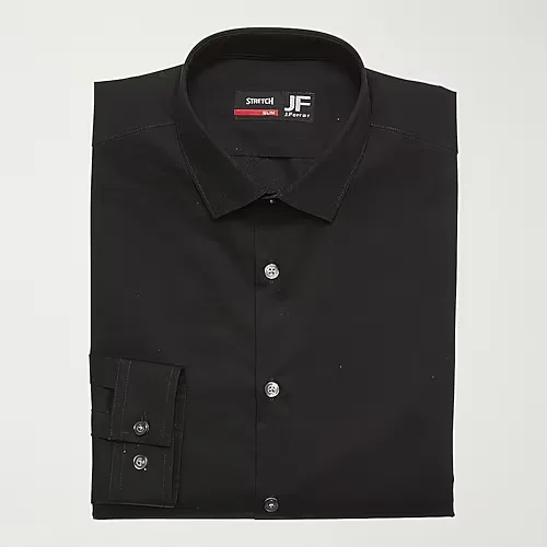 J. Ferrar Ultra Comfort Mens Regular Fit Stretch Fabric Wrinkle Free Long Sleeve Dress Shirt, 14-14.5 32-33, Black
