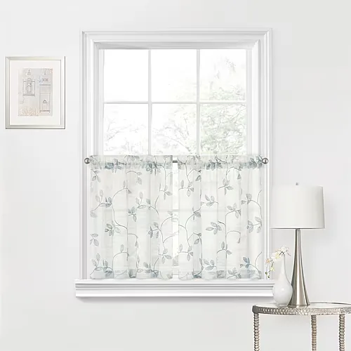 Regal Home Meadow Embroidered 2-pc. Rod Pocket Window Tier, One Size, Blue