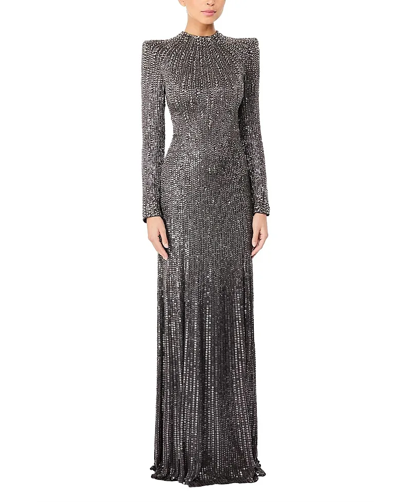 Jenny Packham Rory Embellished Mock-neck Maxi Dress