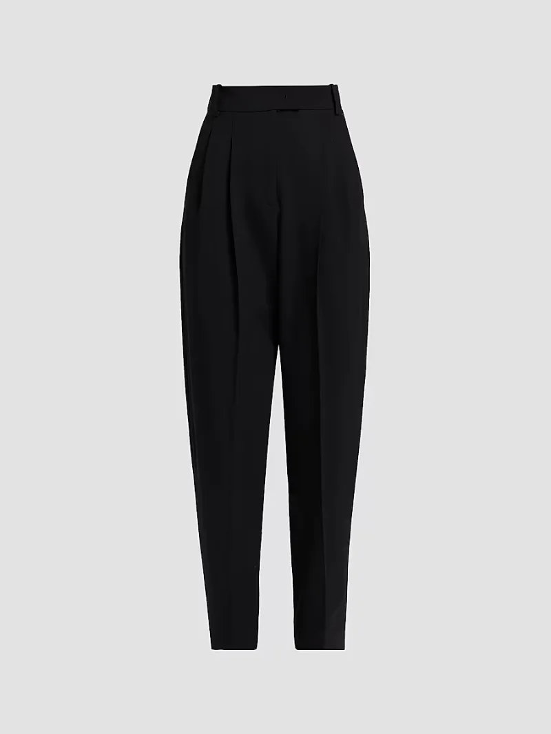 Michael Kors Collection Women's Dru Stretch Virgin Wool Tapered Trousers - Black - Size 2