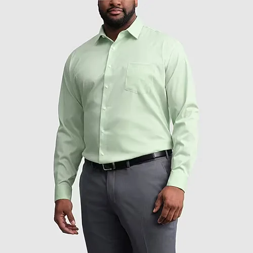 Van Heusen Ultra Flex Big and Tall Mens Regular Fit Stretch Fabric Wrinkle Free Long Sleeve Dress Shirt, 19 35-36, Green
