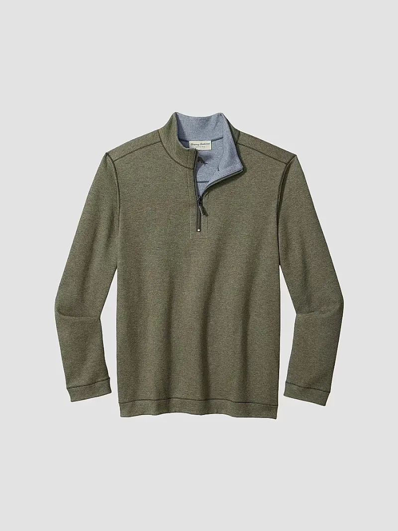 Men's Flipview Quarter-Zip Sweater - Dark Fern Heather - Size Small