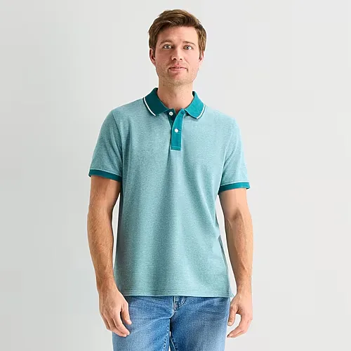 St. John's Bay Essential Oxford Mens Classic Fit Short Sleeve Polo Shirt, Medium, Green