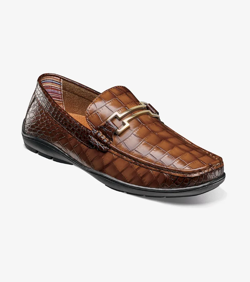 Stacy Adams Shoes Embrey Moc Toe Bit Slip On Cognac Size 10.5