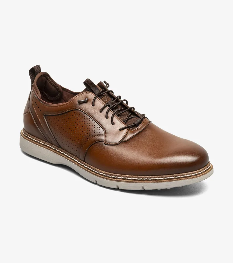 Stacy Adams Shoes Score Plain Toe Elastic Lace Up Cognac Size 12