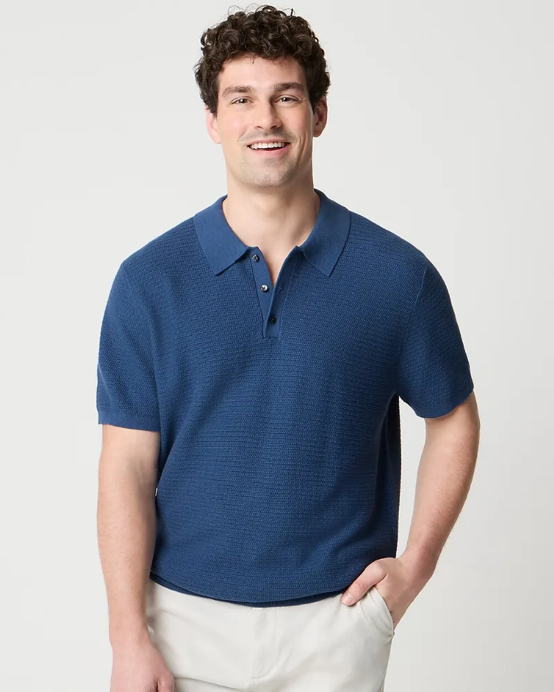 100% cotton horizontal textured polo shirt