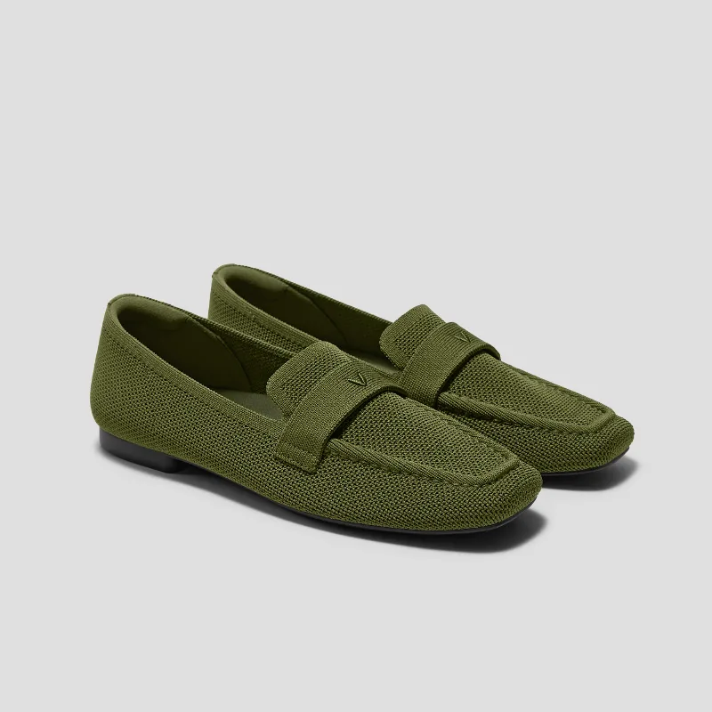 VIVAIA Square-Toe Icon Loafers (Silvie)|OLIVE DRAB LATTICE|US 6.5