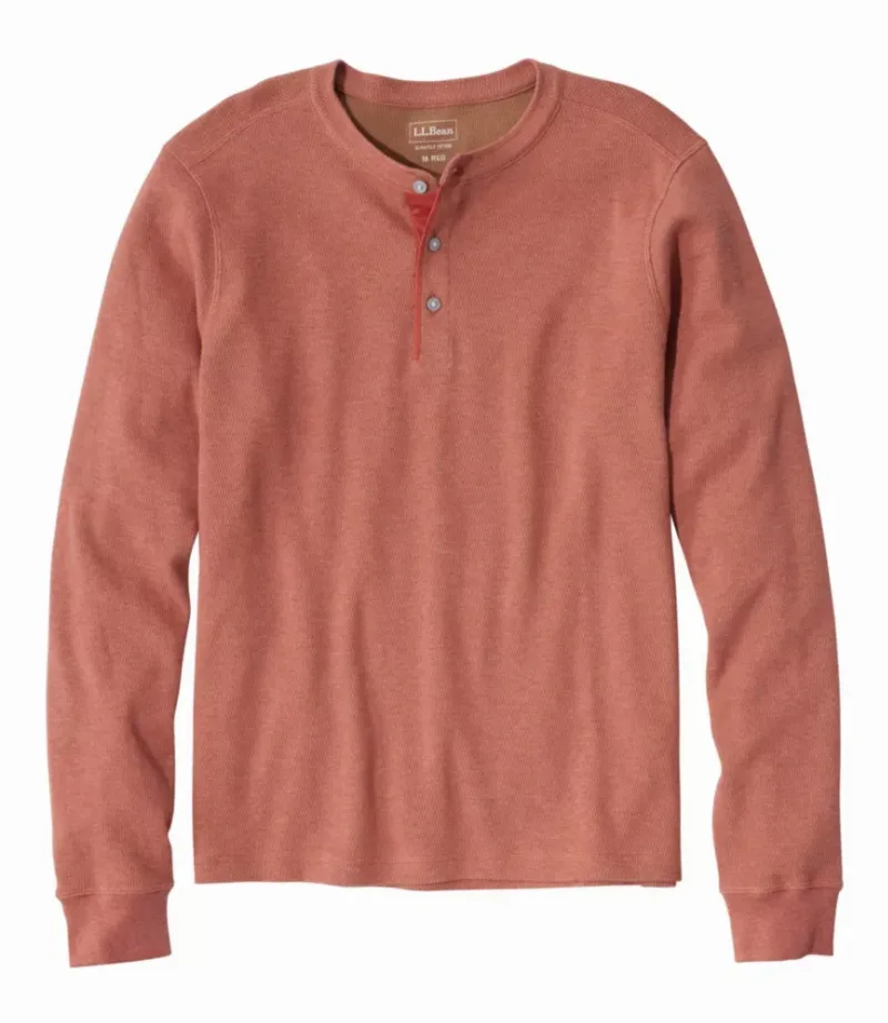 L.L.Bean Men's Vintage Soft Knit Henley Faded Redwood Heather XXL, Cotton L. L.Bean
