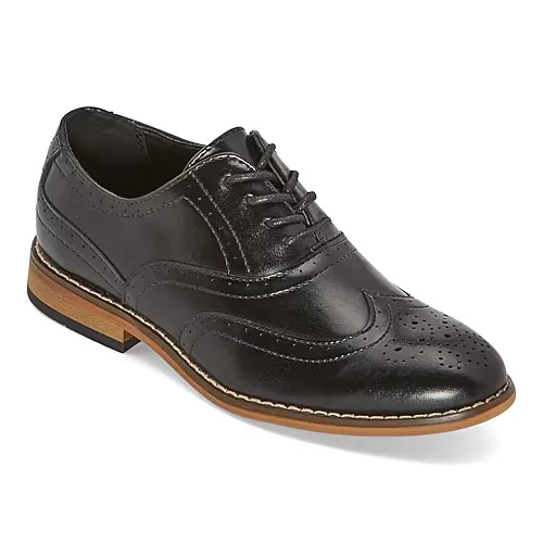 Stacy Adams Dunbar Boys Wing Closed Toe Oxford Shoes, 11 Medium, Black