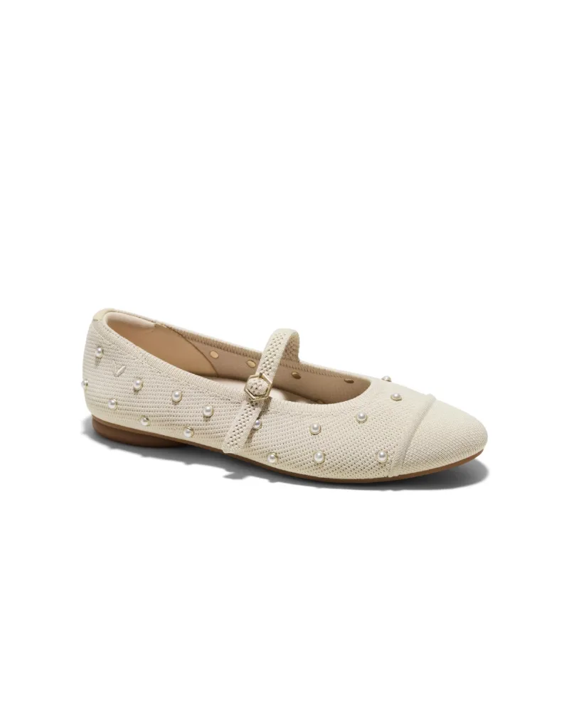 Vivaia Women's Tamia Mary Jane Almond-Toe Mary Janes AdaptAll - Cream ivory pearls