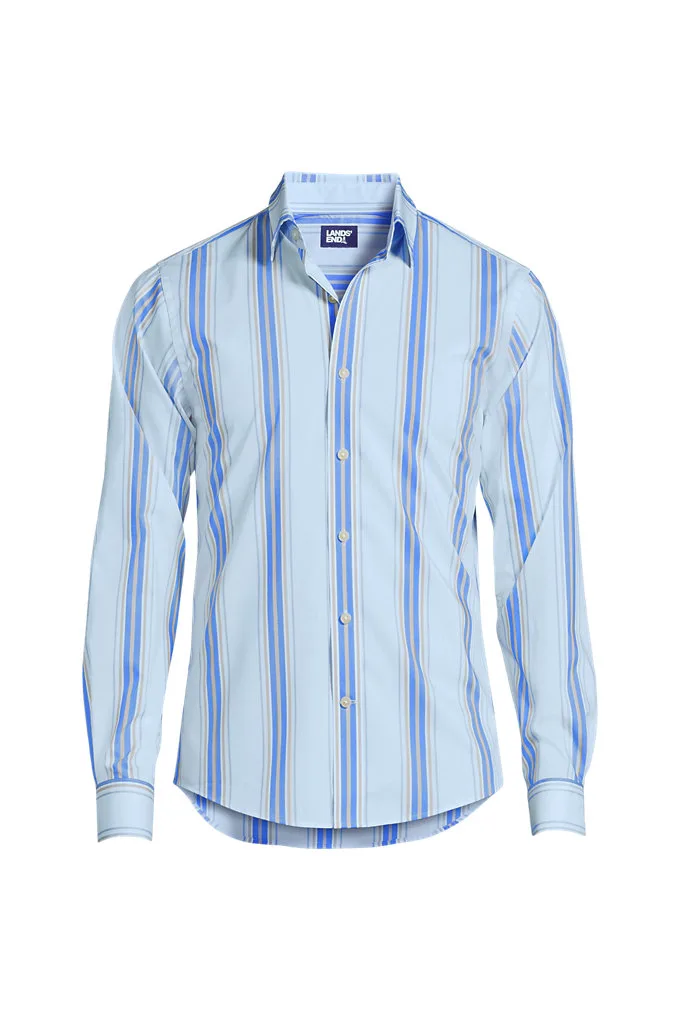 Unisex Big Coolmax Long Sleeve Button Front Shirt - Lands' End - Blue - 4XL