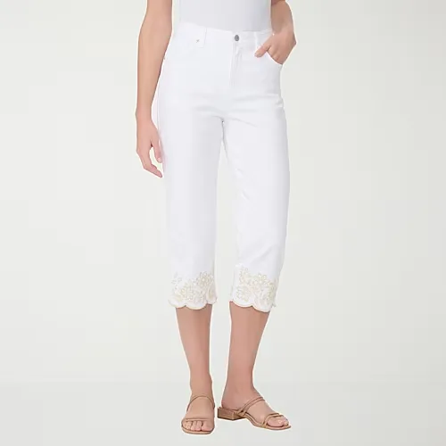 Gloria Vanderbilt Amanda Womens High Rise Capri Jean, 12, White