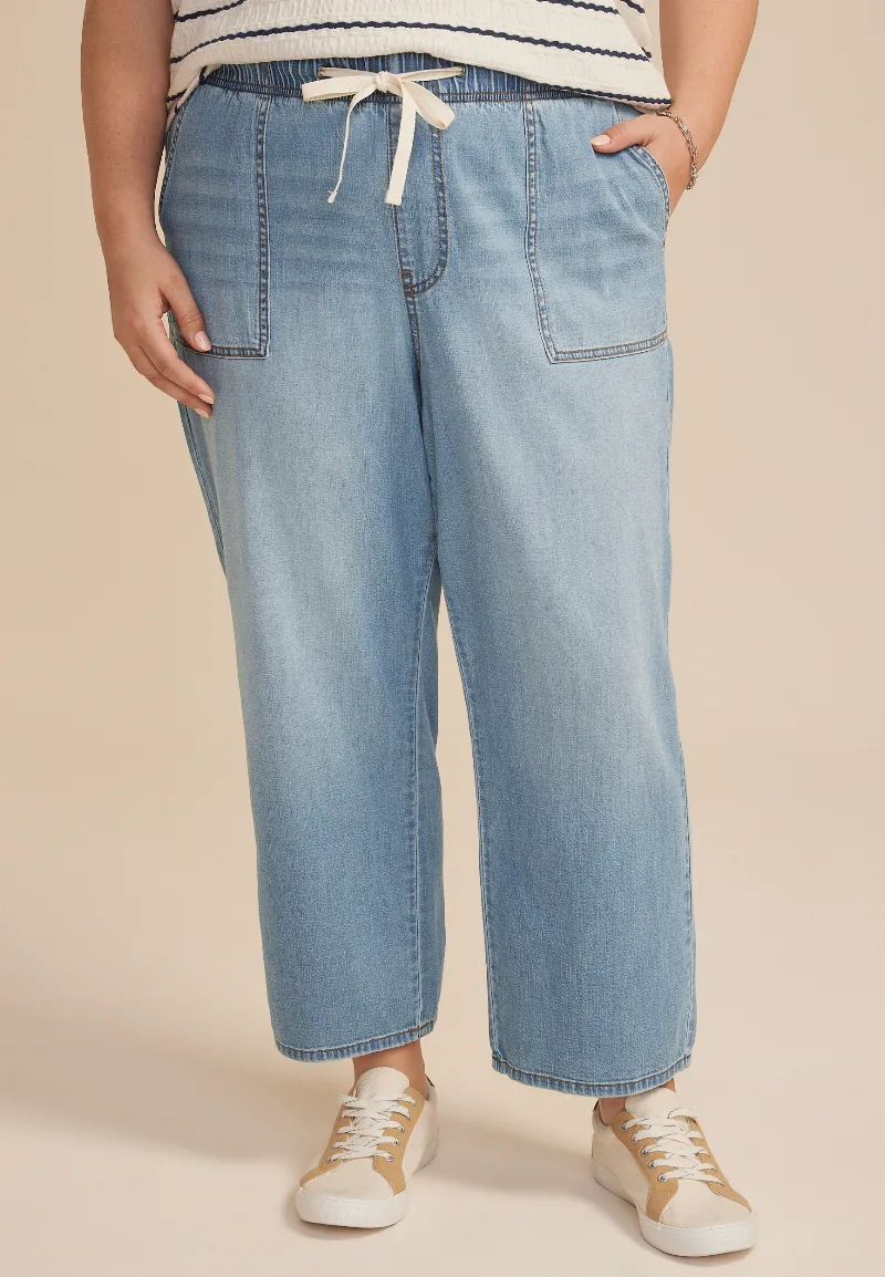 Maurices Plus Size Jeans Women's Jeans Soft High Rise Straight Cropped Jean Blue Denim