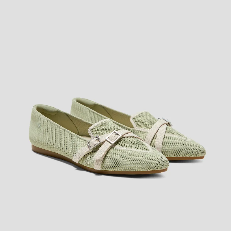 VIVAIA Pointed-Toe Aria Crisscross Loafers (Marvis)|MATCHA&CREAM IVORY|US 5.5