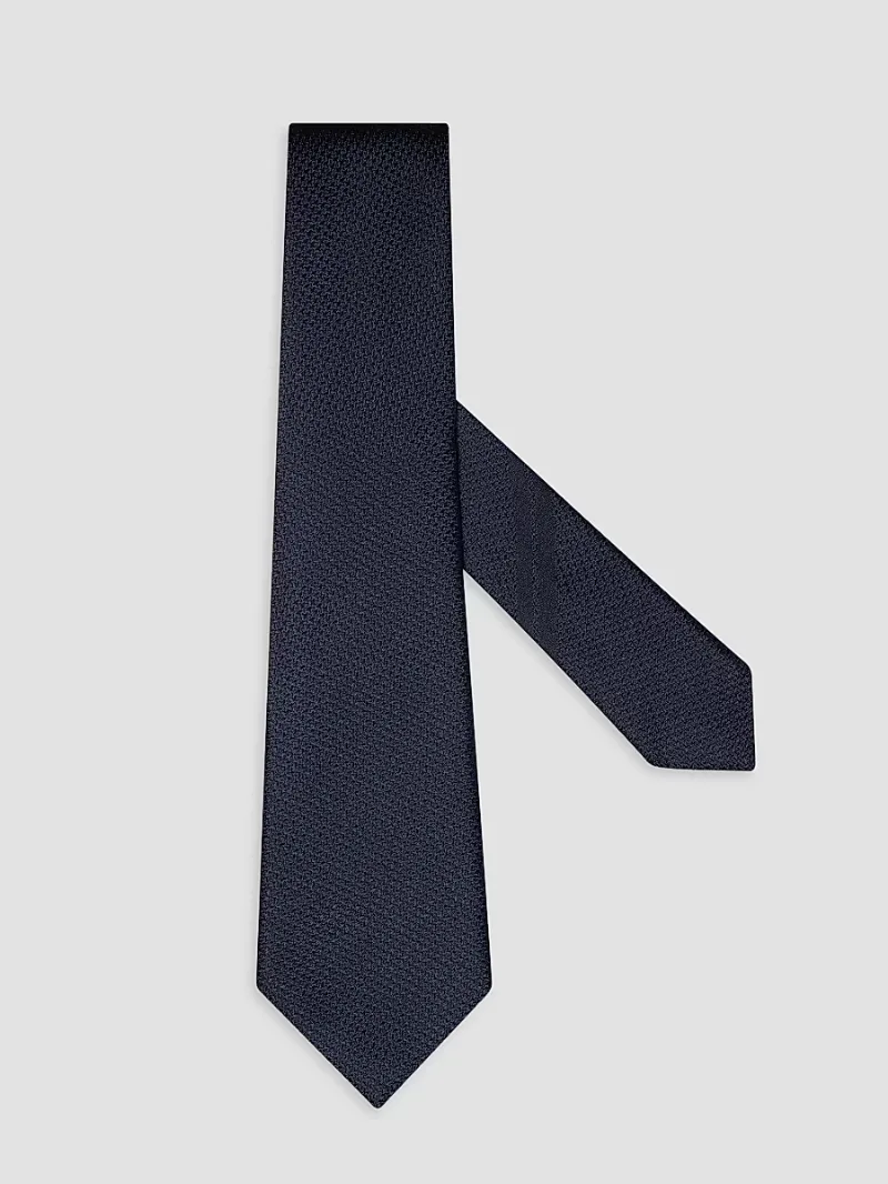 ZEGNA Men's Silk Tie - Navy Blue