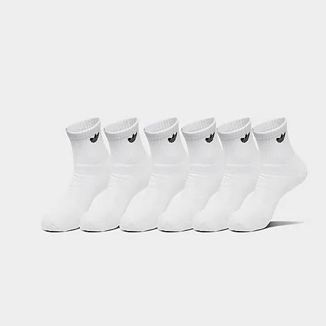 adidas Men's Originals Trefoil 2.0 Quarter Socks (6-Pack) in White Size: Large
