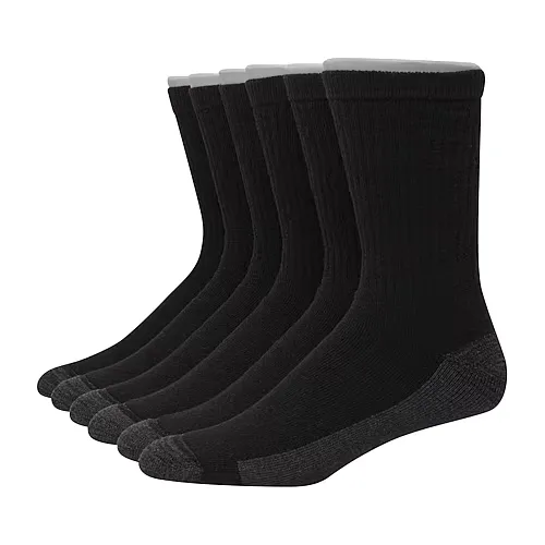 Hanes Men's Ultimate 6-Pack Ultra Cushion Crew Socks, 10-13, Black