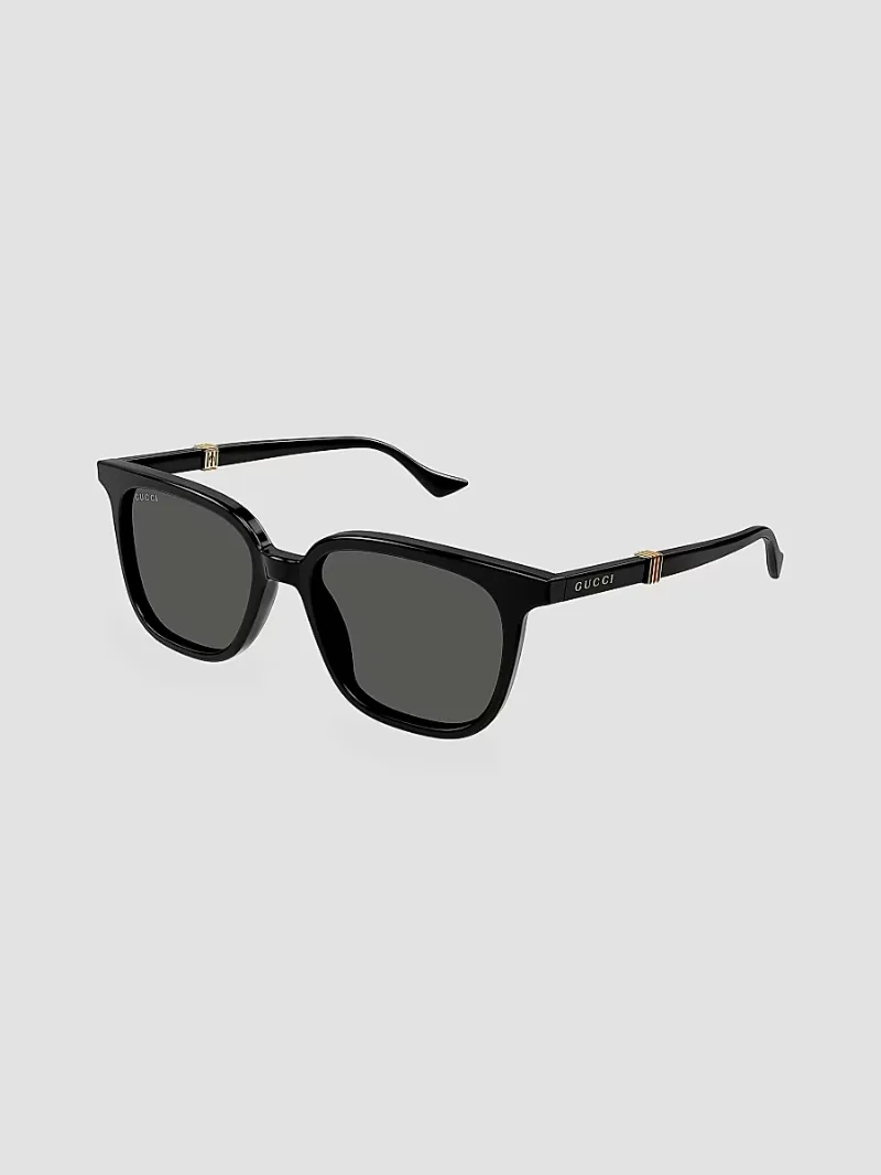 Gucci Men's Running Web Square Sunglasses - Black Dark Grey