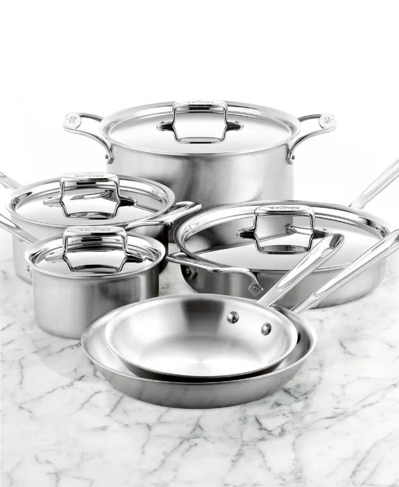 All-Clad D5 Brushed Stainless Steel Cookware Set, 10 Piece Set