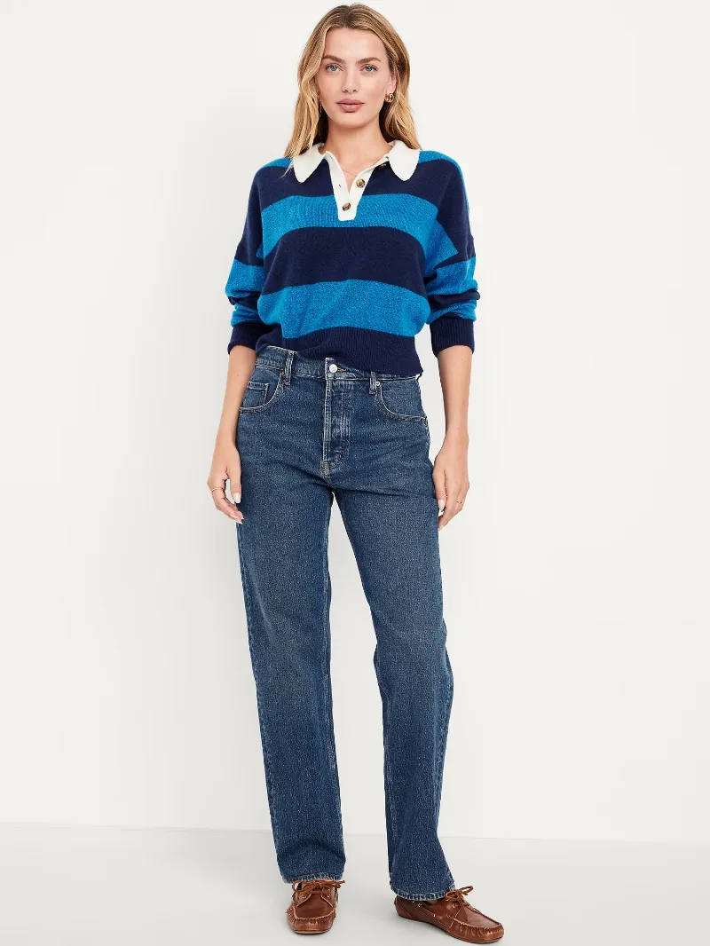 Mid-Rise Slouchy Straight Jeans