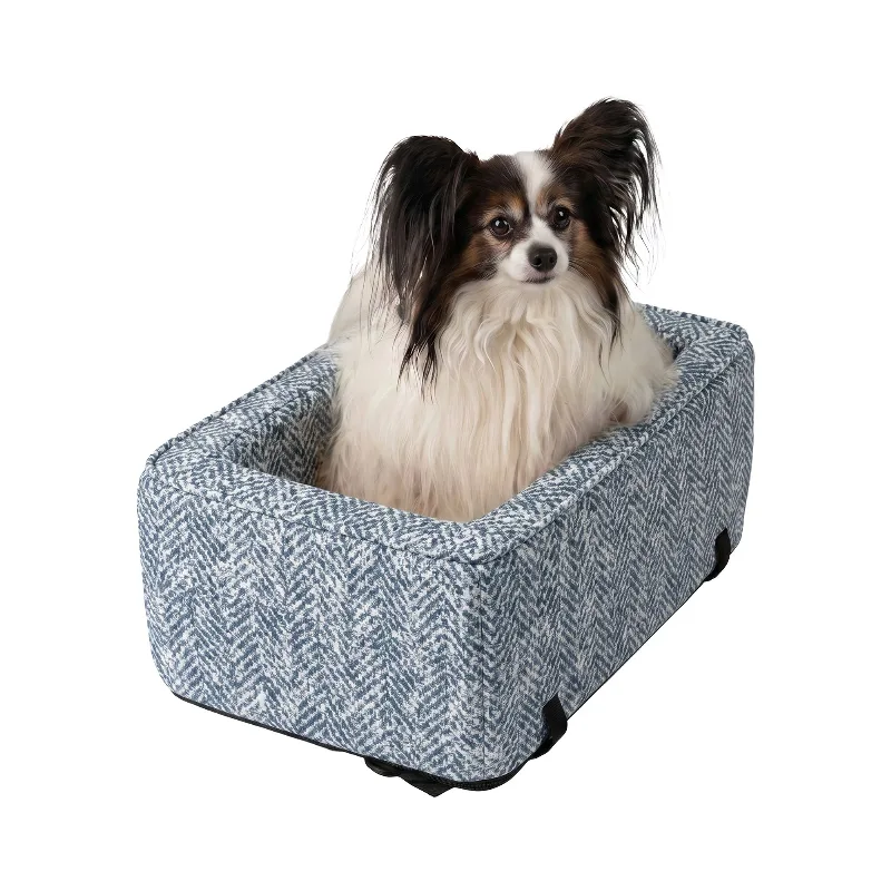 Snoozer Pet Products Luxury Console Dog Car Seat W/ Microsuede Fabric And Safe Strap, Palmer Indigo, Size: Large | PetSmart