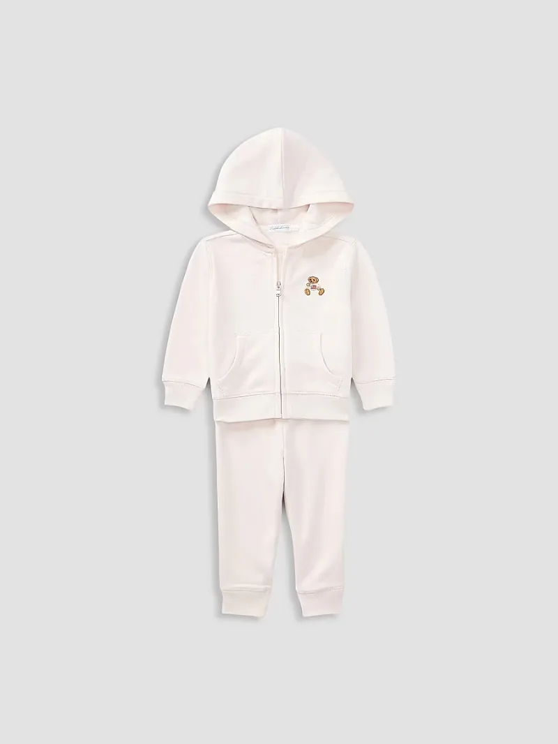 Baby Girl's 2-Piece Polo Bear Hoodie & Joggers Set - Pink - Size 3 Months