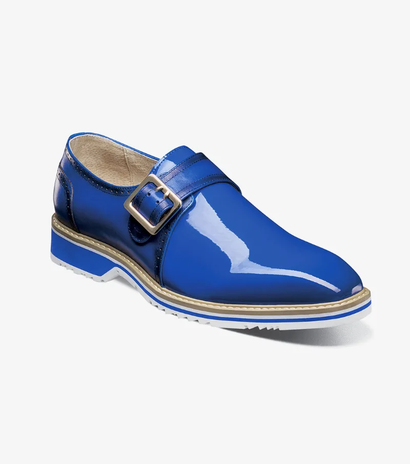 Stacy Adams Shoes Bartram Plain Toe Monk Strap Blue Size 8.5