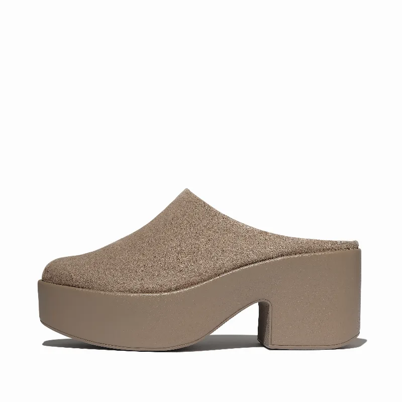 PLATFFORMS Suede Heeled Mules