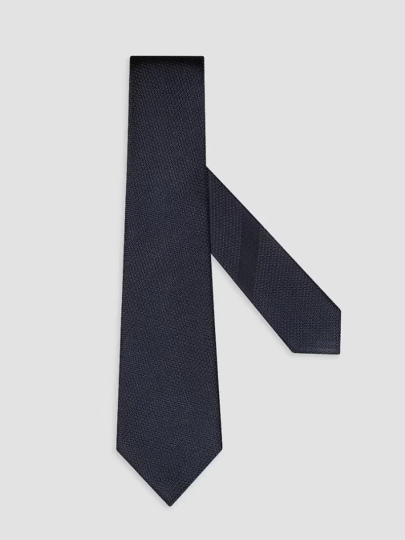 ZEGNA Men's Silk Tie - Navy Blue