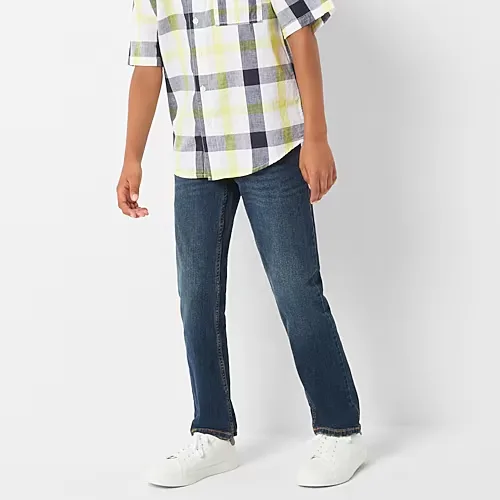 Thereabouts Little & Big Kid Boys Adjustable Waist Stretch Fabric Slim Fit Jean, 16, Blue