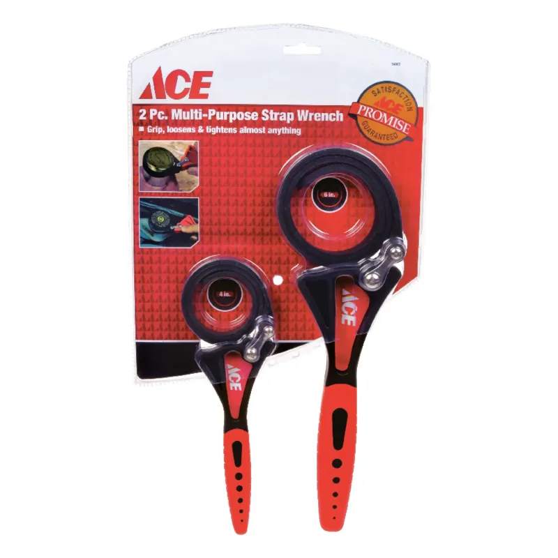 "Ace Strap Wrench Set 4"" and 6"" in. L 2 pc"