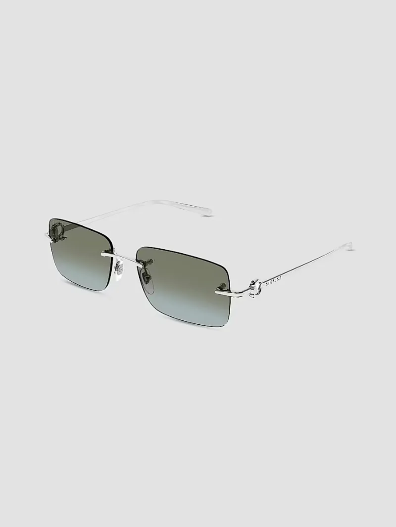 Gucci Men's Horsebit Top Bar 55MM Square Sunglasses - Silver Grey