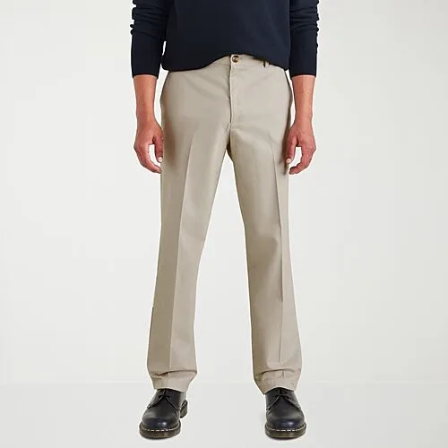 Dockers Signature Iron Free With Stain Defender Mens Comfort Waistband Classic Fit Flat Front Pant, 32 32, Beige