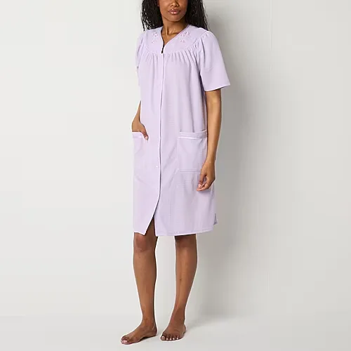 Adonna Womens Long Length Short Sleeve Robe, Large, Purple