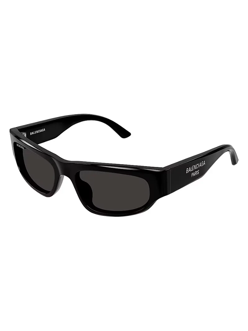 Balenciaga Men's 56MM Rectangular Sunglasses - Black