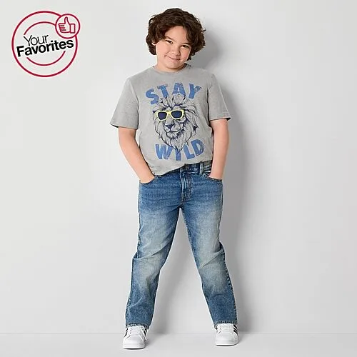 Thereabouts Little & Big Kid Boys Adjustable Waist Stretch Fabric Slim Fit Jean, 6, Blue