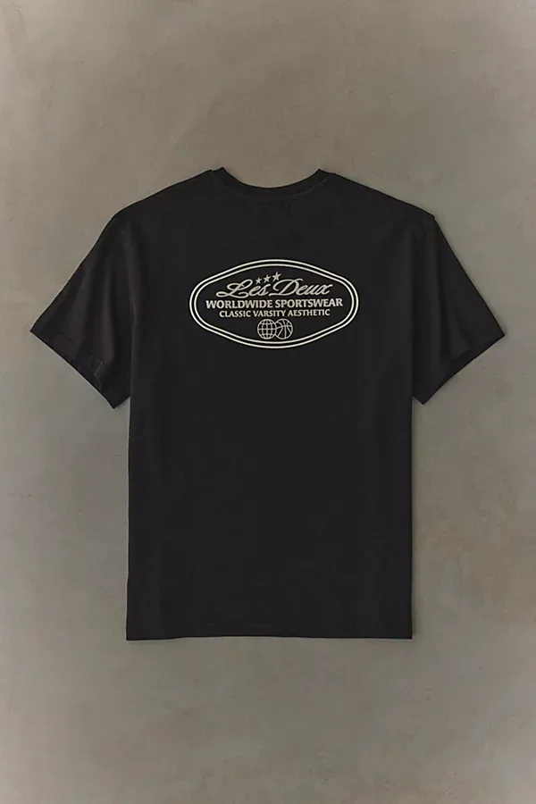 Les Deux Worldwide Graphic Tee in Black, Men's at Urban Outfitters