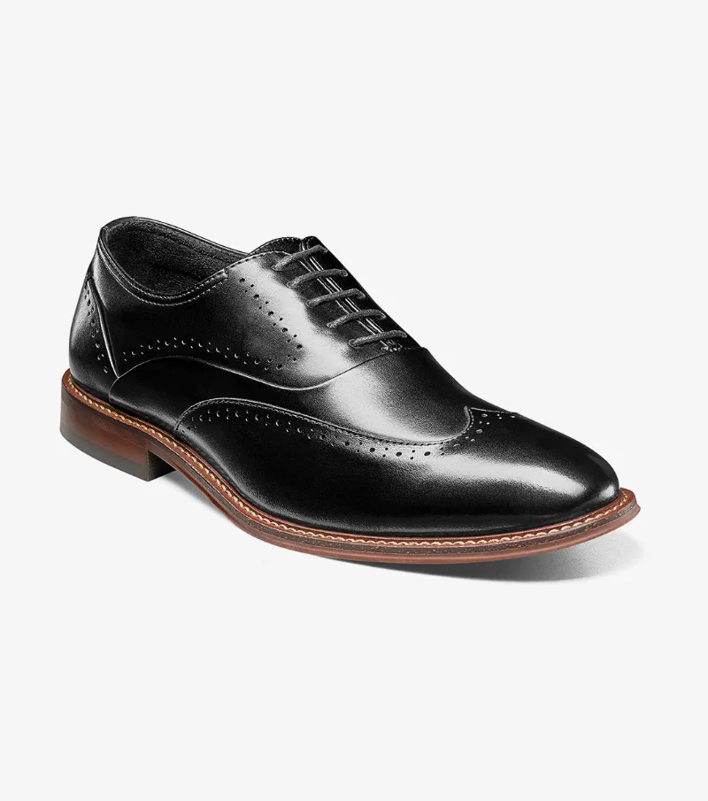 Stacy Adams Shoes Macarthur Wingtip Oxford Black Smooth Size 10