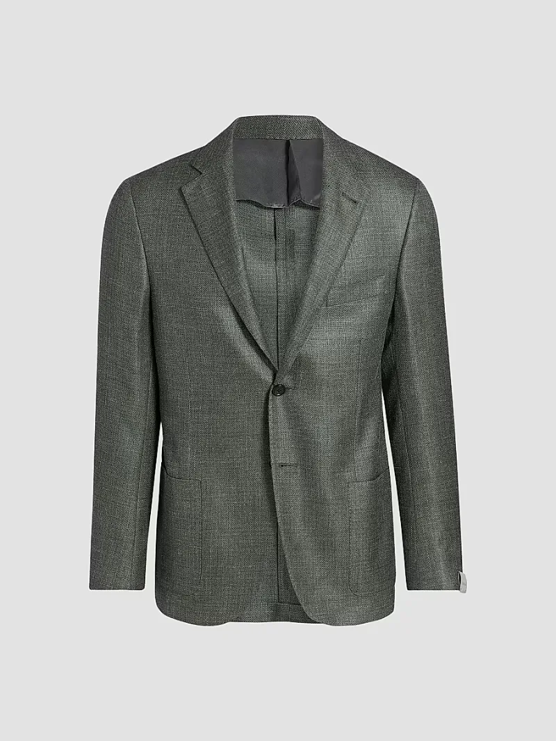 Corneliani Men's Textured Wool-Linen Sport Coat - Sage Texture - Size 40