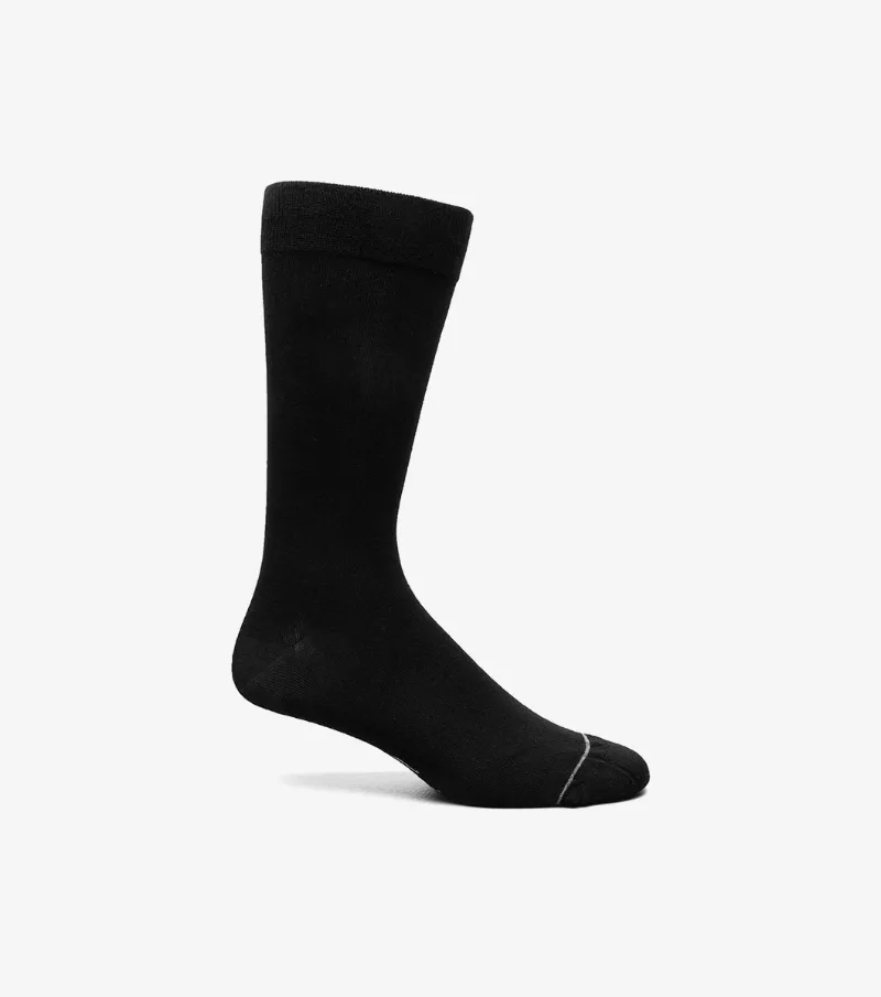 Florsheim Shoes Bamboo Flat Men's Crew Dress Socks Black Size L