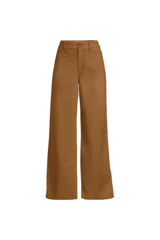 Women's Stretch Canvas High Rise Wide Leg Pants - Lands' End - Tan - 12