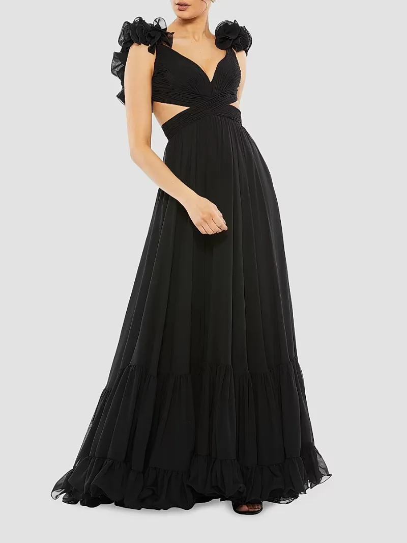 Women's Ieena Cutout Chiffon Gown - Black - Size 2