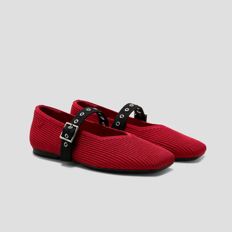 VIVAIA Square-Toe Margot Mary Jane 3.0 (Myriel)|RUBY RED/BLACK|US 5