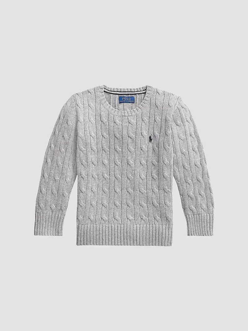 Polo Ralph Lauren Boy's Little Boy's & Boy's Cable-Knit Crewneck Sweater - Heather Grey - Size 10