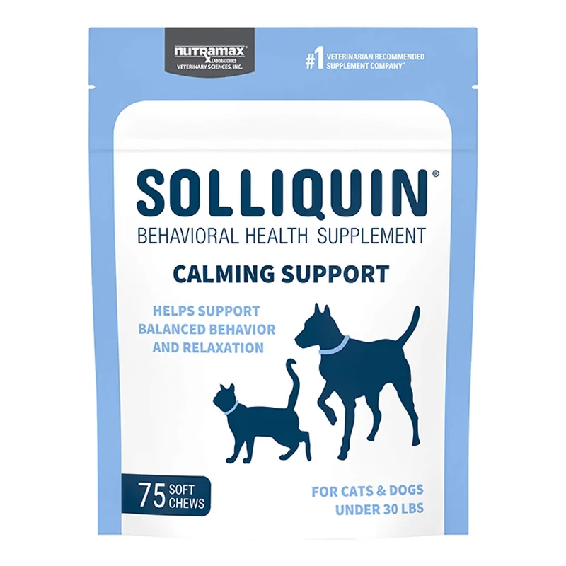 Nutramax Laboratories Solliquin Cat And Dog Calming Support Supplement For Relaxation, Natural Flavor, 75 Count in Green | PetSmart