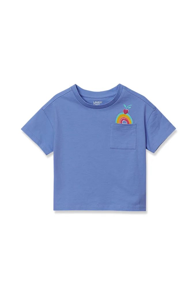 Girls Meet and Greet Pocket Tee - Lands' End - Purple - XL