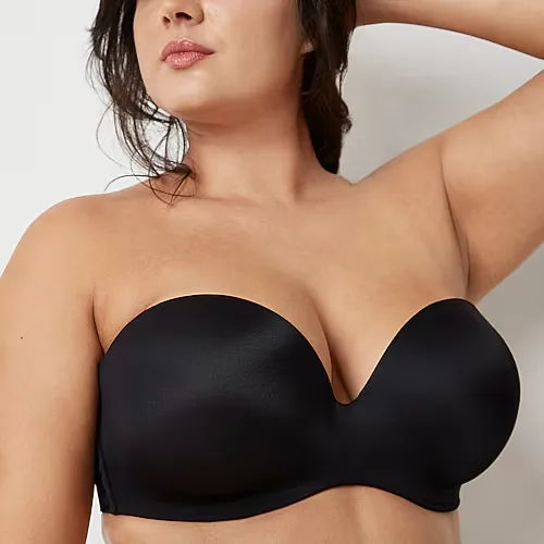 Ambrielle Everyday Lightly Lined Underwire Strapless Bra, B, Black
