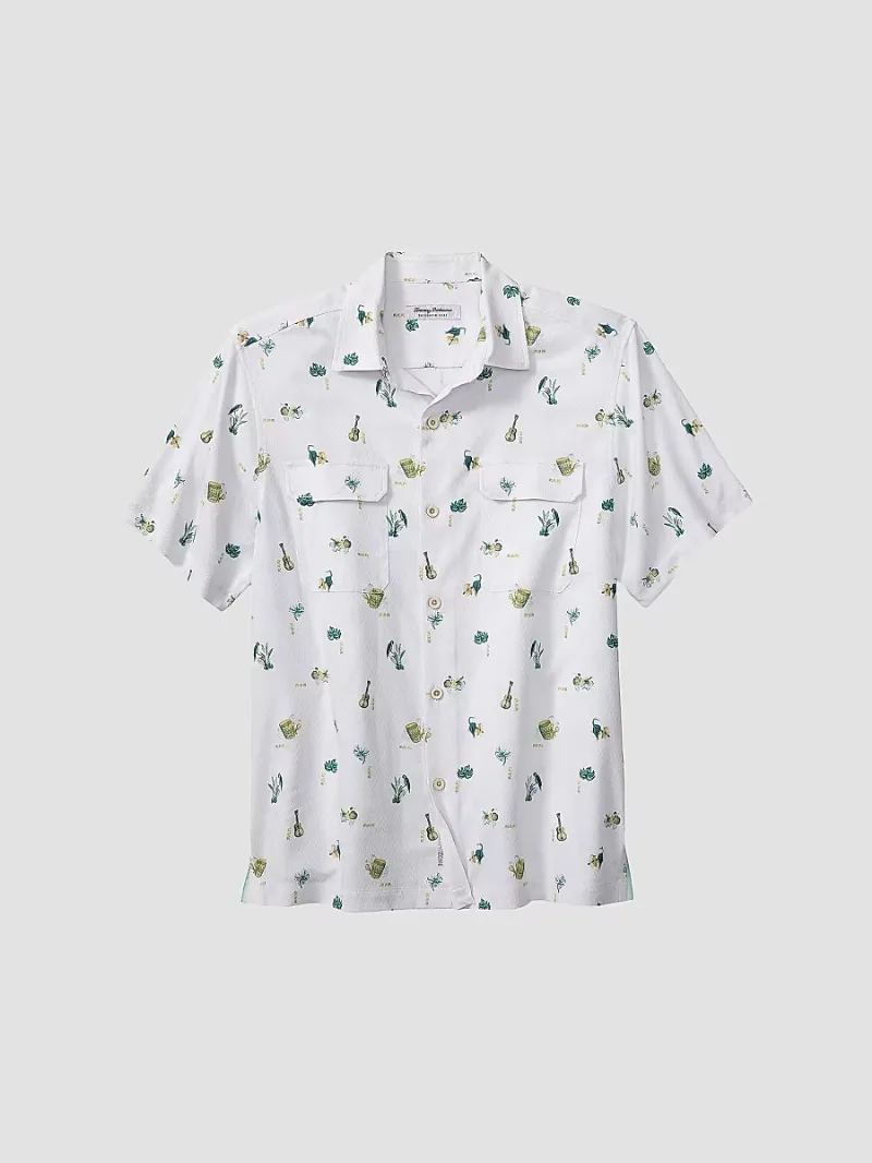 Tommy Bahama Men's Coastal Ease Petite Tropics Short-Sleeve Shirt - White - Size Large